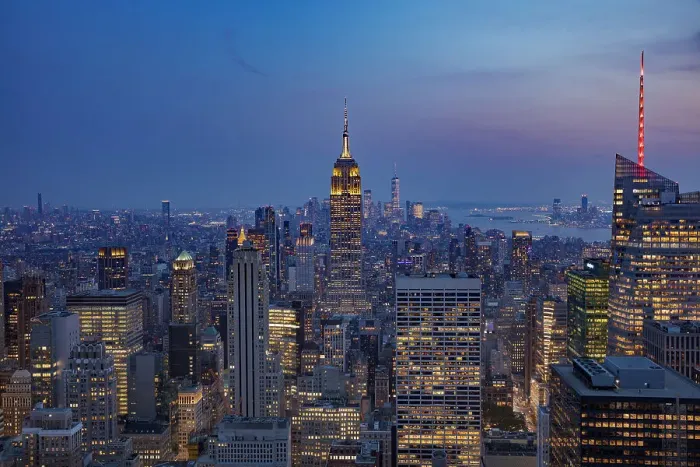 Framed Print : Looking south from the Rockefeller Center's Top of The Rock to the New York City skyline at twilight, New York City, United States of America, North America Framed Print : Looking south from the Rockefeller Center's Top of The Rock to the New York City skyline at twilight, New York City, United States of America, North America
