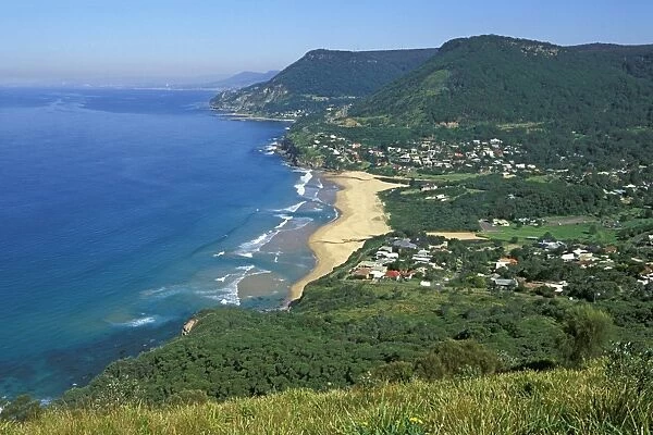 Looking south west from Bald Hill over Stanwell Park beach towards the Illawara Escarpment