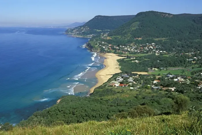 Framed Print : Looking south west from Bald Hill over Stanwell Park beach towards the Illawara Escarpment Framed Print : Looking south west from Bald Hill over Stanwell Park beach towards the Illawara Escarpment
