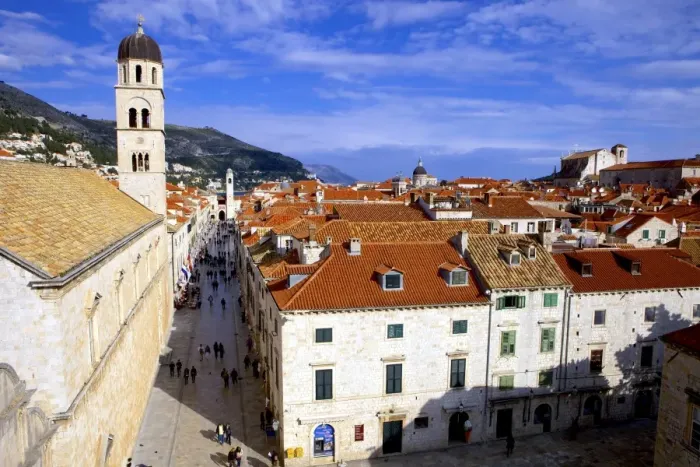 Framed Print : Looking down on the Stradun (Placa) from the Walls above the Pile Gate, Old City, UNESCO World Heritage Site, Dubrovnik, Croatia, Europe Framed Print : Looking down on the Stradun (Placa) from the Walls above the Pile Gate, Old City, UNESCO World Heritage Site, Dubrovnik, Croatia, Europe
