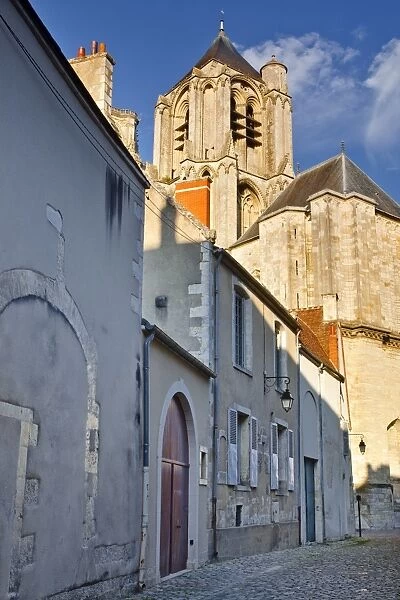 Looking down a street towards St. Etienne cathedral, UNESCO World Heritage Site, Bourges, Cher, Centre, France, Europe