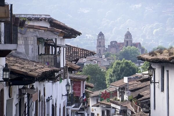 Looking down on town centre, Valle de Bravo, Mexico, North America