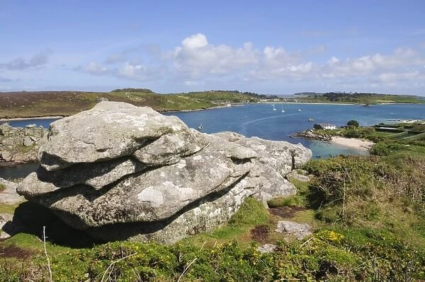Looking over towards Tresco from Bryher, Isles of Scilly, Cornwall, United Kingdom