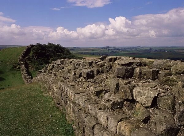 Looking west along Hadrians Wall, UNESCO World Heritage site, near Greenhead
