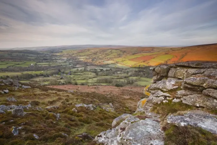 Framed Print : Looking down to Widecombe-in-the-Moor from Chinkwell Tor in Dartmoor National Park, Devon, England, United Kingdom, Europe Framed Print : Looking down to Widecombe-in-the-Moor from Chinkwell Tor in Dartmoor National Park, Devon, England, United Kingdom, Europe