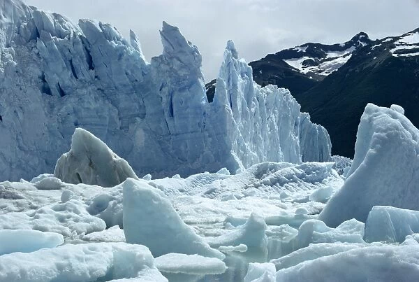 Loose ice from icebergs of the Perito Moreno Glacier in Argentina, South America