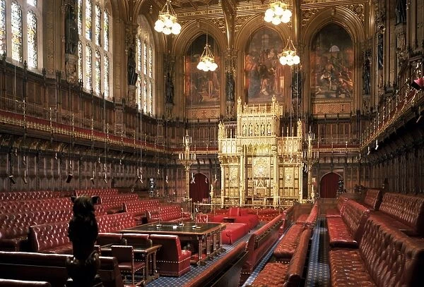 The Lords Chamber, House of Lords, Houses of Parliament, Westminster, London
