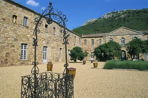 Louis XIV Court, Fontfroide Abbey, Corbieres region, Herault, Languedoc-Roussillon