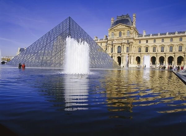 The Louvre and Pyramid, Paris, France, Europe