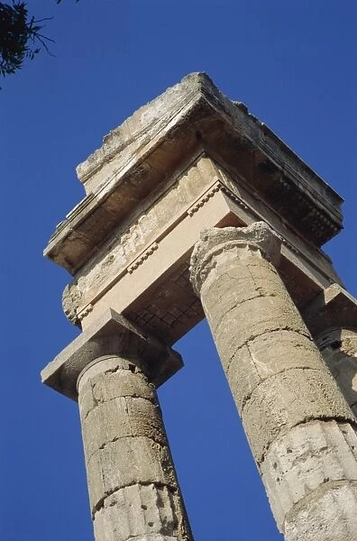Low angle view of columns on the Rhodes Acropolis at