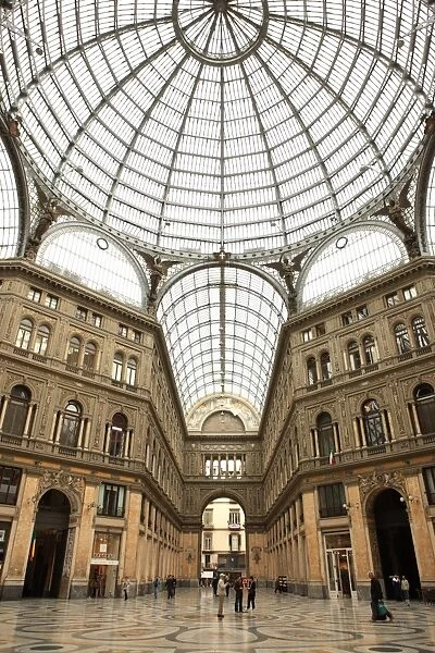 Low angle view of the interior of the Galleria Umberto I, Naples, Campania, Italy, Europe