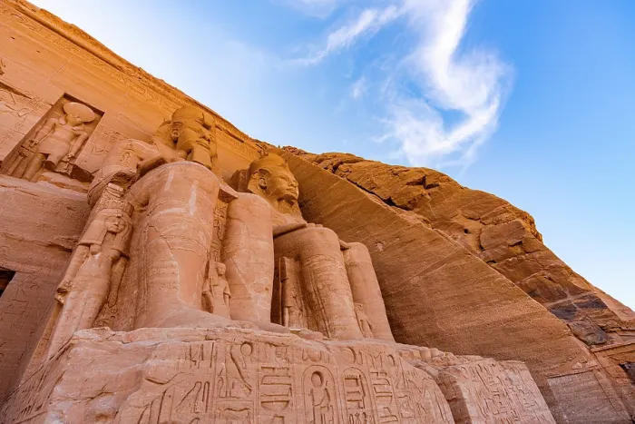 Framed Print : Low angle view of majestic statues on facade of the Temple of Ramses II, Abu Simbel, Aswan, Egypt Framed Print : Low angle view of majestic statues on facade of the Temple of Ramses II, Abu Simbel, Aswan, Egypt