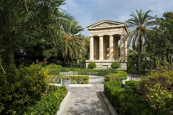 Lower Barrakka Gardens and the Alexander Ball memorial temple, Valetta, UNESCO World Heritage Site, Malta, Europe