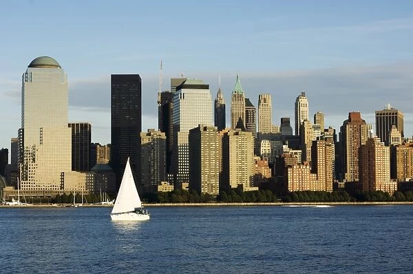 Lower Manhattan Financial District skyline across the Hudson River