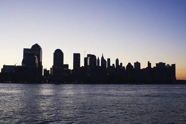 Lower Manhattan skyline at dawn