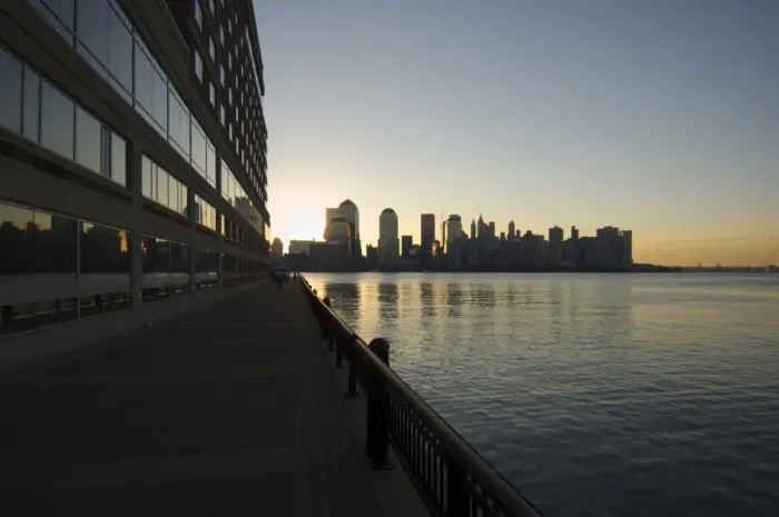 Framed Print : Lower Manhattan skyline from Jersey City across the Hudson River Framed Print : Lower Manhattan skyline from Jersey City across the Hudson River