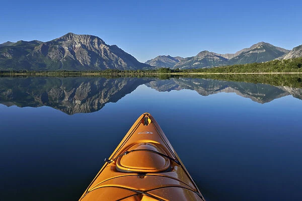 Lower Waterton Lake from a kayak, Waterton Lakes National Park, Alberta, Canada