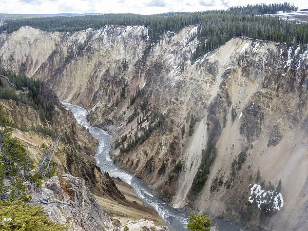 The lower Yellowstone Falls in the Yellowstone River, Yellowstone National Park