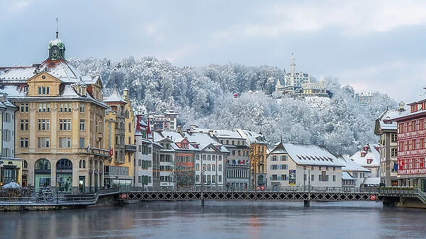 Lucerne on a winter's morning, Lucerne, Switzerland, Europe