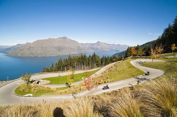 Luge track above Queenstown, Otago, South Island, New Zealand, Pacific
