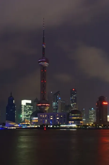 Framed Print : Lujiazui Finance and Trade zone, with Oriental Pearl Tower, and Huangpu River