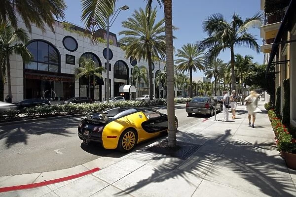 Luxury car parked on Rodeo Drive, Beverly Hills, Los Angeles, California, United States of America, North America