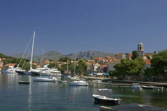 Framed Print : Luxury yachts moored in the harbour, Cavtat, Dalmatia, Croatia, Europe Framed Print : Luxury yachts moored in the harbour, Cavtat, Dalmatia, Croatia, Europe