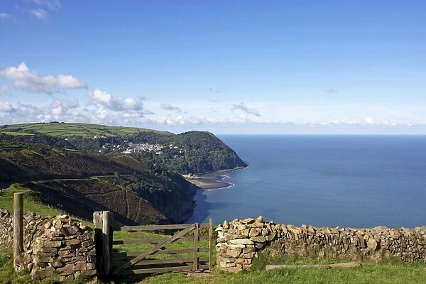 Lynmouth from Countisbury, Exmoor, Somerset, England, United Kingdom, Europe