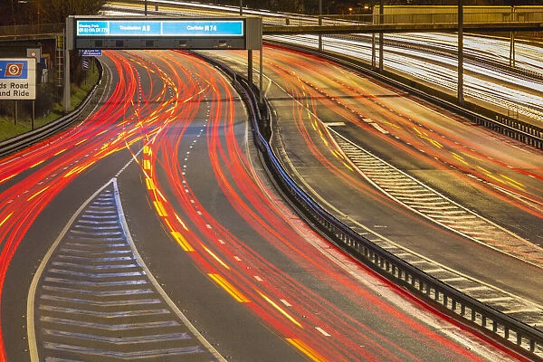 M8 motorway trail lights, Glasgow, Scotland, United Kingdom, Europe