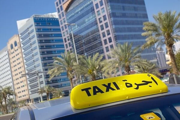 Madinat Zayed Shopping and Gold Centre and taxi, Abu Dhabi, United Arab Emirates, Middle East