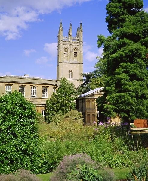 Magdalen College from Botanic Garden, Oxford, Oxfordshire, England, UK
