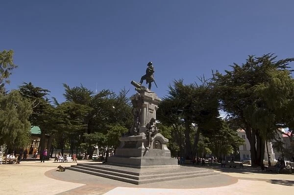 Magellan statue in main square, Punta Arenas, Patagonia, Chile, South America