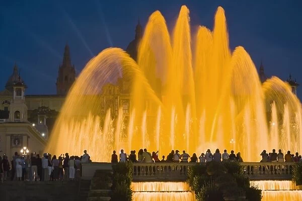 Magic fountain and Palace of Montjuic, Barcelona, Catalonia, Spain, Europe