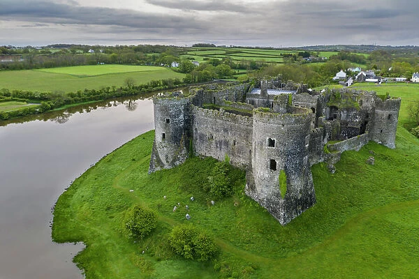 The magnificent ruins of Carew Castle, Carew, Pembrokeshire, Wales, United Kingdom, Europe