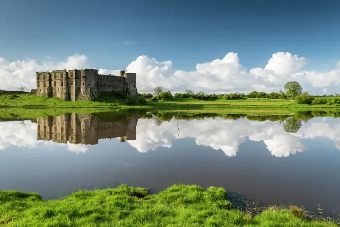 Framed Print : The magnificent ruins of Carew Castle reflected in the Mill Pond in spring, Carew, Pembrokeshire, Wales, United Kingdom, Europe Framed Print : The magnificent ruins of Carew Castle reflected in the Mill Pond in spring, Carew, Pembrokeshire, Wales, United Kingdom, Europe