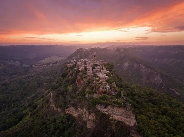 Framed Print : A magnificient aerial view of the beautiful village of Civita di Bagnoregio during an autumn sunset, Civia di Bagnoregio, Viterbo, Lazio, Italy, Europe Framed Print : A magnificient aerial view of the beautiful village of Civita di Bagnoregio during an autumn sunset, Civia di Bagnoregio, Viterbo, Lazio, Italy, Europe