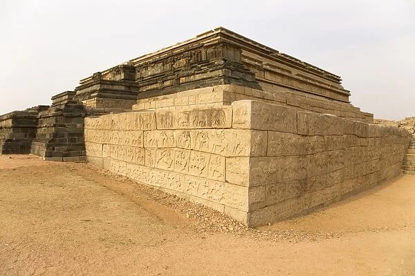 The Mahanavami Dibba, the three-tiered structure within the royal enclosure at Hampi