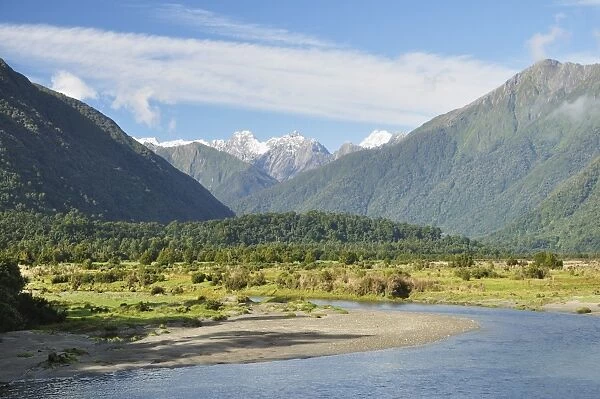 Mahitahi River and Southern Alps, West Coast, South Island, New Zealand, Pacific