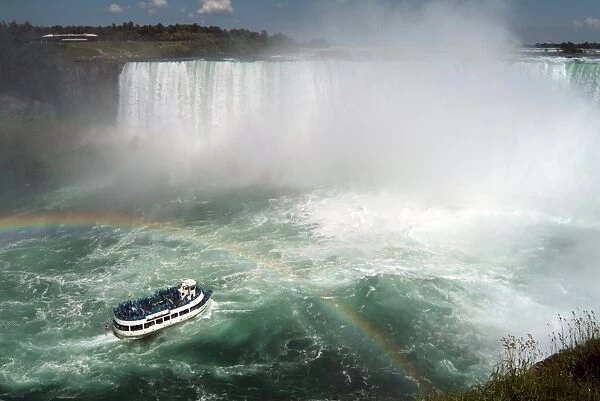 Maid of the Mist boat ride, at the base of Niagara Falls, Canadian side, Ontario, Canada, North America