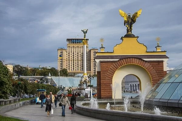 Maidan Nezalezhnosti, center of Kiev, Ukraine, Europe