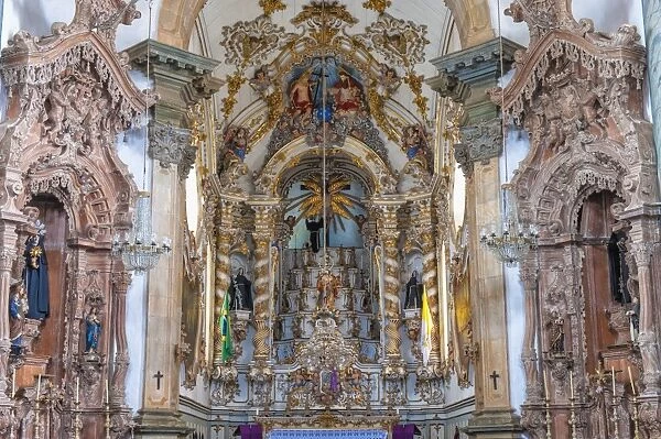 Main altar, Sao Francisco de Assis Church, Sao Joao del Rey, Minas Gerais, Brazil, South America