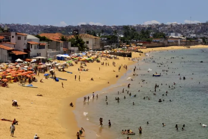 Framed Print : On the main beach of Salvador de Bahia, Brazil, South America