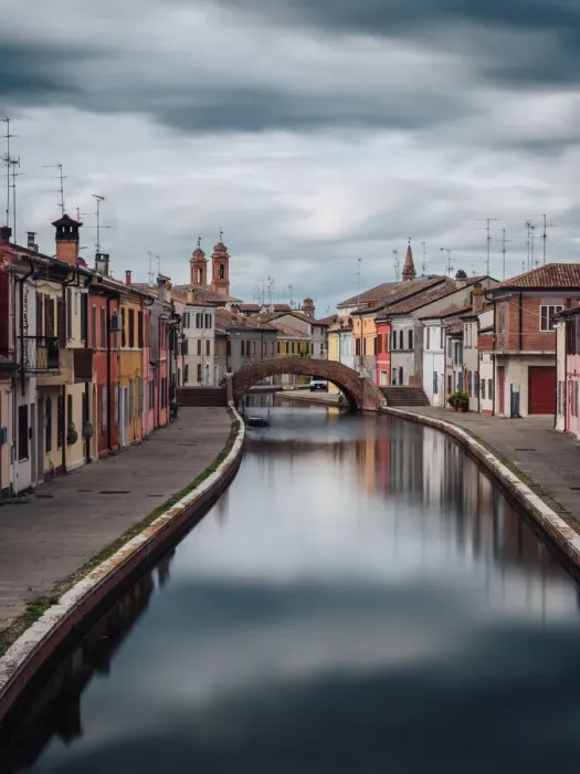Framed Print : One of the main canal streets in Comacchio, the Venice of the province of Ferrara Framed Print : One of the main canal streets in Comacchio, the Venice of the province of Ferrara