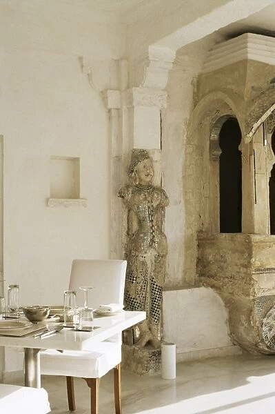 Main dining room area in the Devi Garh Fort Palace Hotel