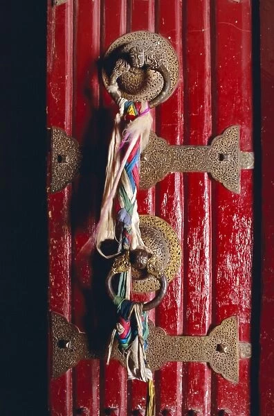 Detail of main door, Potala palace, Lhasa, Tibet, China, Asia