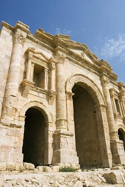 Main entrance, Hadrians Arch, Jerash (Gerasa) a Roman Decapolis city
