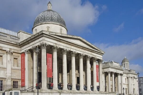 The main entrance, the National Gallery, Trafalgar Square, London, England