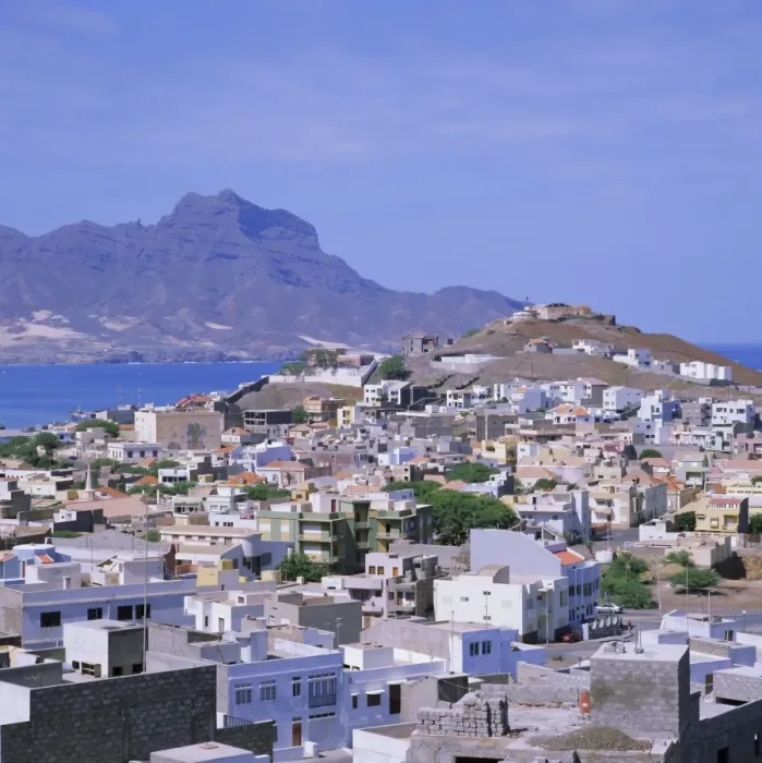 Framed Print : The main port of Mindelo on the island of Sao Vicente, Cape Verde Islands Framed Print : The main port of Mindelo on the island of Sao Vicente, Cape Verde Islands