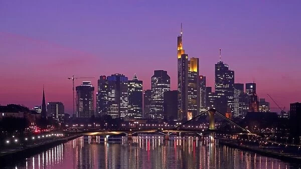 Main River and skyline of Frankfurt am Main, Hesse, Germany, Europe