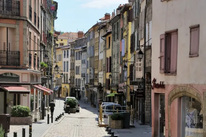 Framed Print : Main shopping street, Le Puy en Velay, Haute-Loire, Massif Central, France, Europe Framed Print : Main shopping street, Le Puy en Velay, Haute-Loire, Massif Central, France, Europe